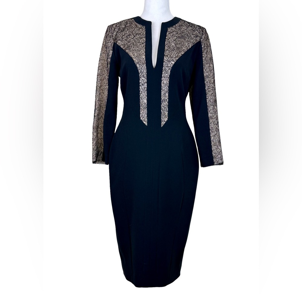 ANTONIO BERARDI LONG SLEEVE DRESS IN BLACK AND OFF-WHITE